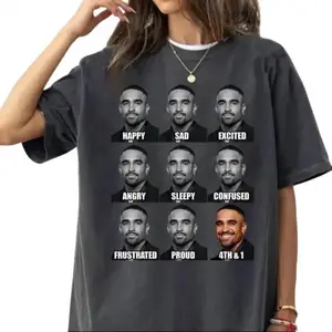 Jalen Hurts Funny Meme 4th And 1 Tush Push Tshirt, Philly Eagles Football Game Day Vintage shirt, Unisex Top Menswear Streetwear Tropical Shortsleeve