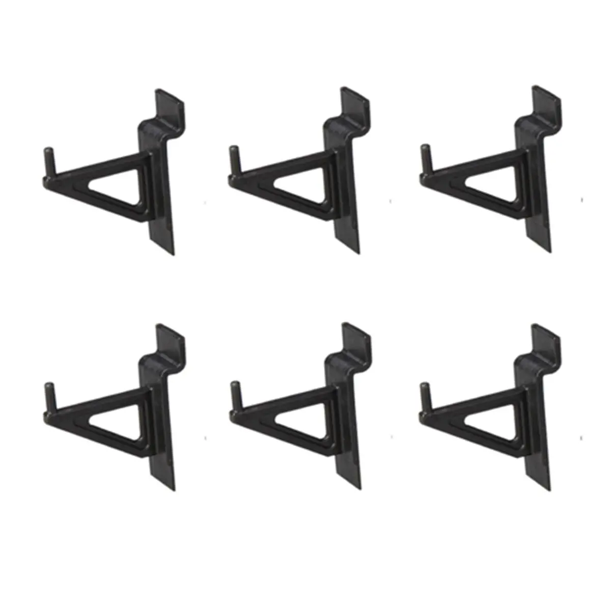 212 MAIN Black Plastic Slatwall Hangers - 2 In Jifram-Compatible Organiser Hooks (01100635 Extrusions), 32 lbs Capacity, Expandable 6-Piece Set for Home Wall Decor Hanging