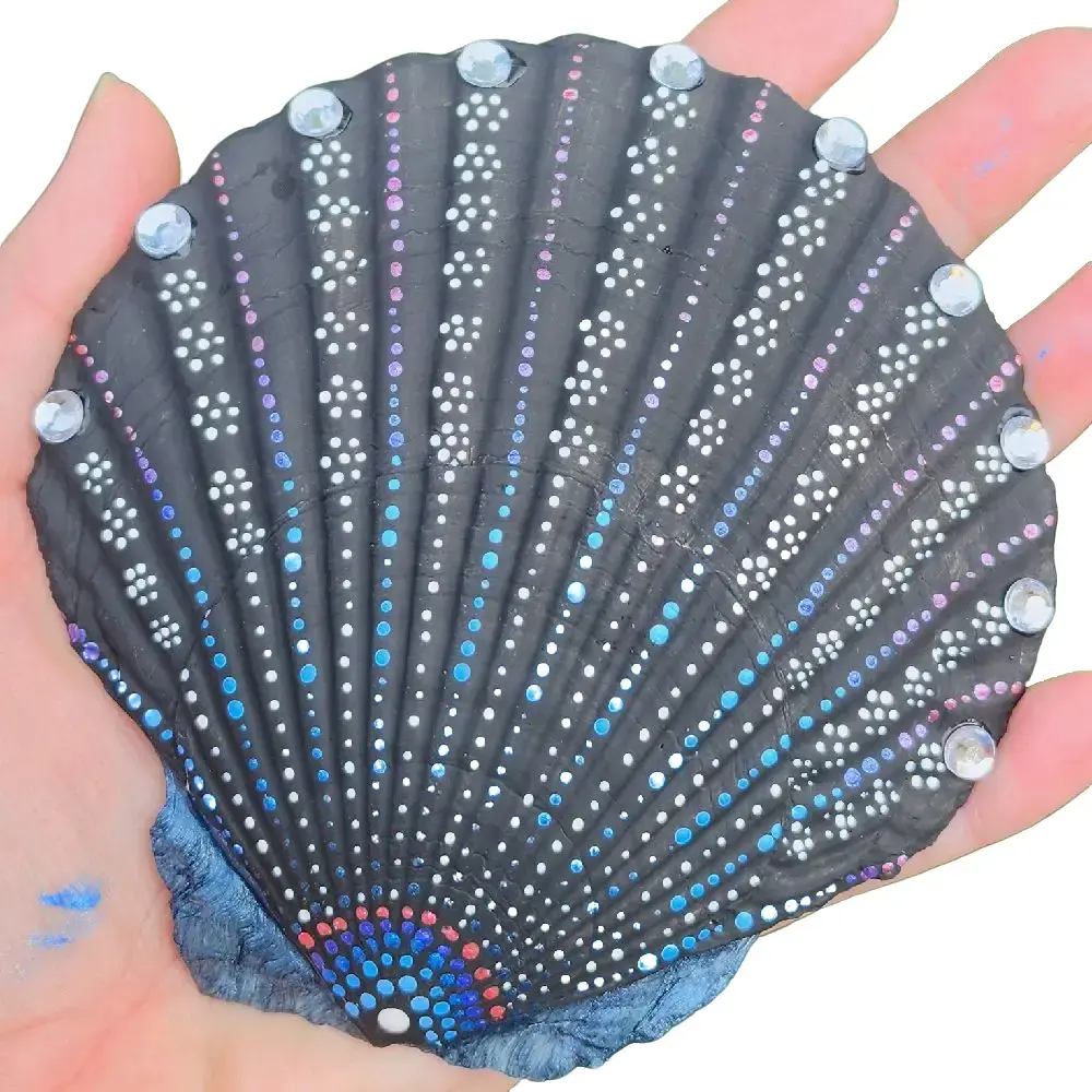 Hand Painted Scallop Shell - mermaid beachy costal decor Decorative Gift