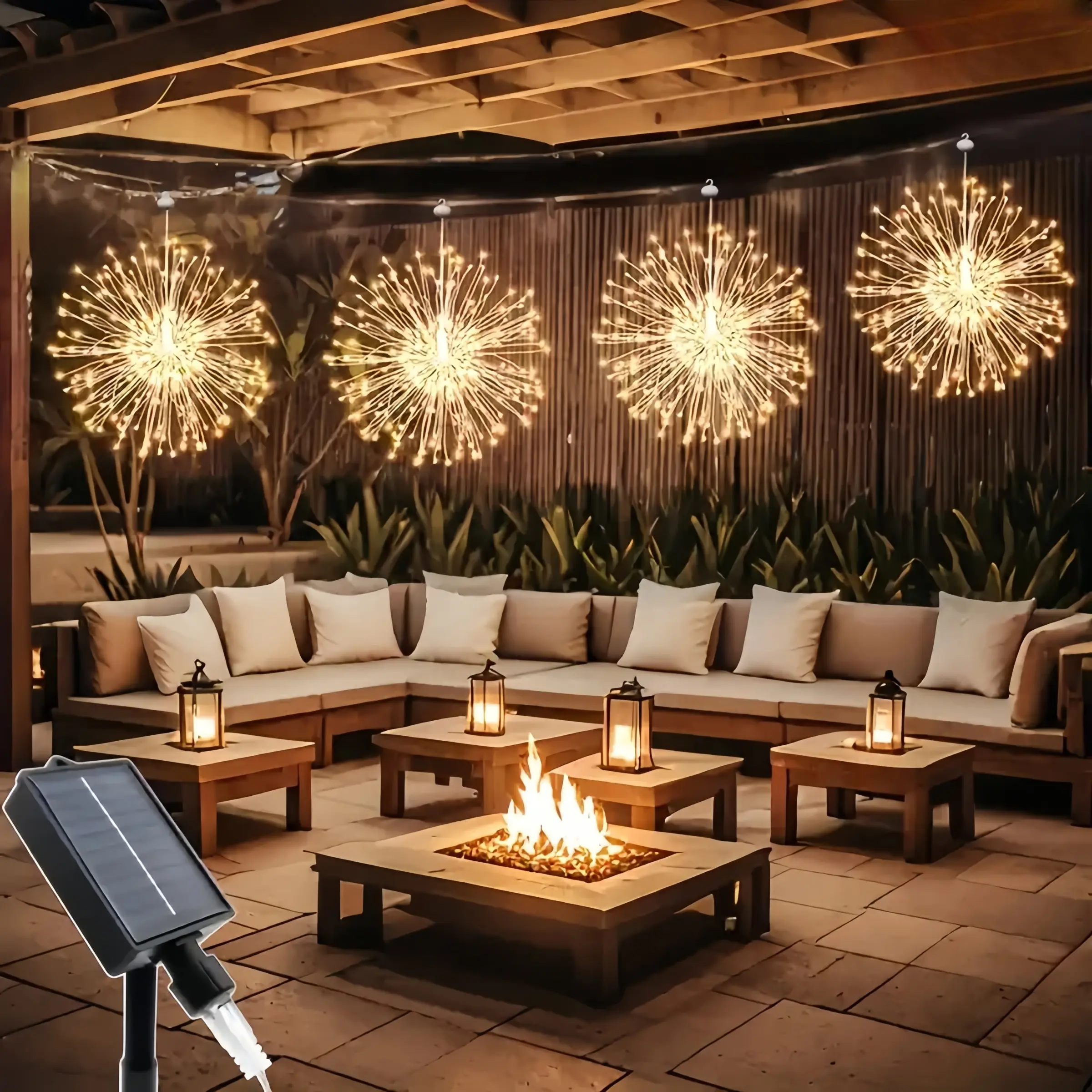 Solar Hanging Firework Light 180led/240led, Adjustable 8 Modes, Smart Sensor, Ideal for Patio, Umbrella, Garden, Christmas Decor, Decorative Solar Lights Outdoor
