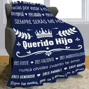 1pc Spanish Letter Blanket Special Gift For My Son Flannel Theme Printed Blanket Air Conditioning Nap Blanket For Couch Sofa Office Bed Camping Travel, Multi-purpose Gift Blanket For All Season-280GSM