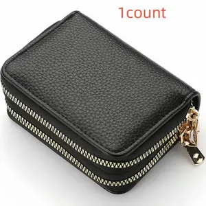 Women's Short Credit Card Holder with Dual Zippers, Multi-Functional Large Capacity Storage Bag, Stylish and Practical Wallet Organizer