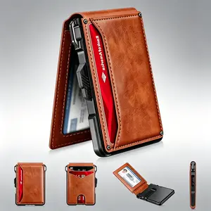 Mens Minimalist Slim Aluminum Bifold Wallet with Money Clip, ID Window, RFID-Blocking Pop-Up Privacy Pouch, 9-13 Card Capacity - Business RFID Card Holder Organiser for Home Organization, Mens Wallet