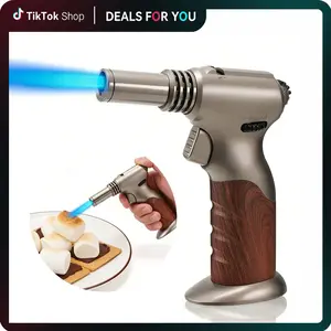 【Fathersdaygift】Dual Flame Butane Torch Lighter, Windproof Refillable, Adjustable Flame with Ignition Lock Blow Torch for Cooking, Creme Brulee, Soldering, Welding, Comes with an Exquisite Gift Box, SummerVibes(Gas Not Included) #fathersdaygift