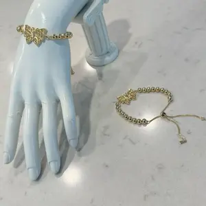 18k Gold Plated Butterfly Charm Bracelet with Adjustable Chain for Women's Fashion Jewelry