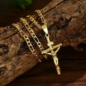 Cross Pendant Necklace - suitable for Christmas, prayer and daily wear - Durable golden cross chain as a year-round faith gift