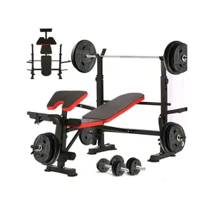 Hot selling styles  Mauccau Adjustable Weight 6 In 1 Foldable Set With Barbell Squat Rack Leg Developer Preacher Curl Pad Dumbbell Fly Attachment Multi Function Strength Training Bench Press For Home Gym Full Body Workout