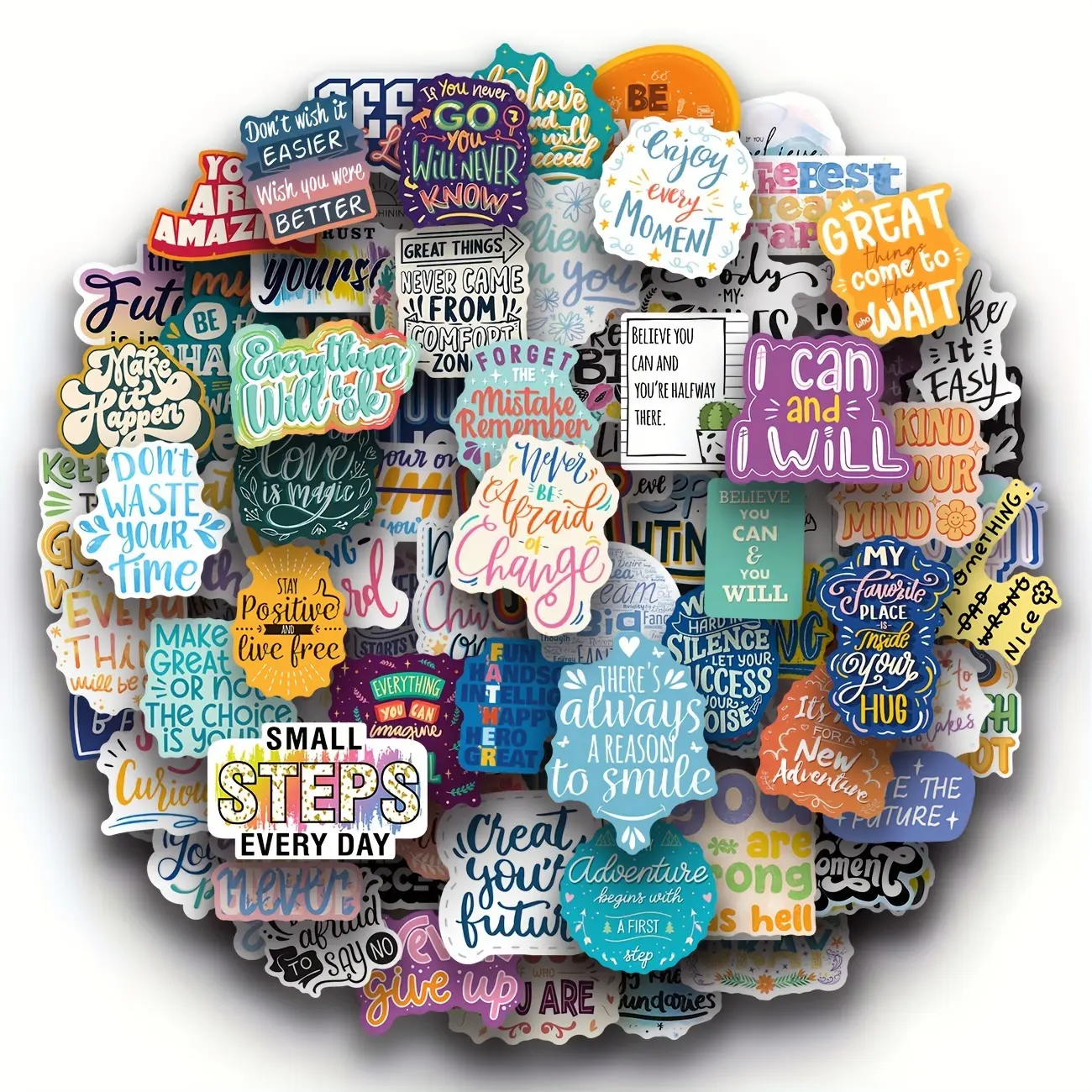 1 set of 100 motivational quote stickers, inspiring words stickers, waterproof and durable positive energy stickers, outdoor decorations, party gifts, clearance decorations, cute school supplies