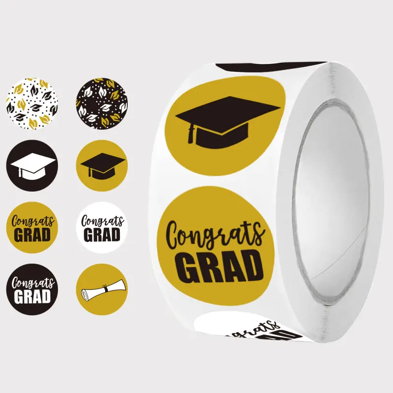 Stickers Graduation Gift Stickers - Round Self-Adhesive Decals for DIY Gift Wrapping & Craft Embellishments with English Text Sticky Labels