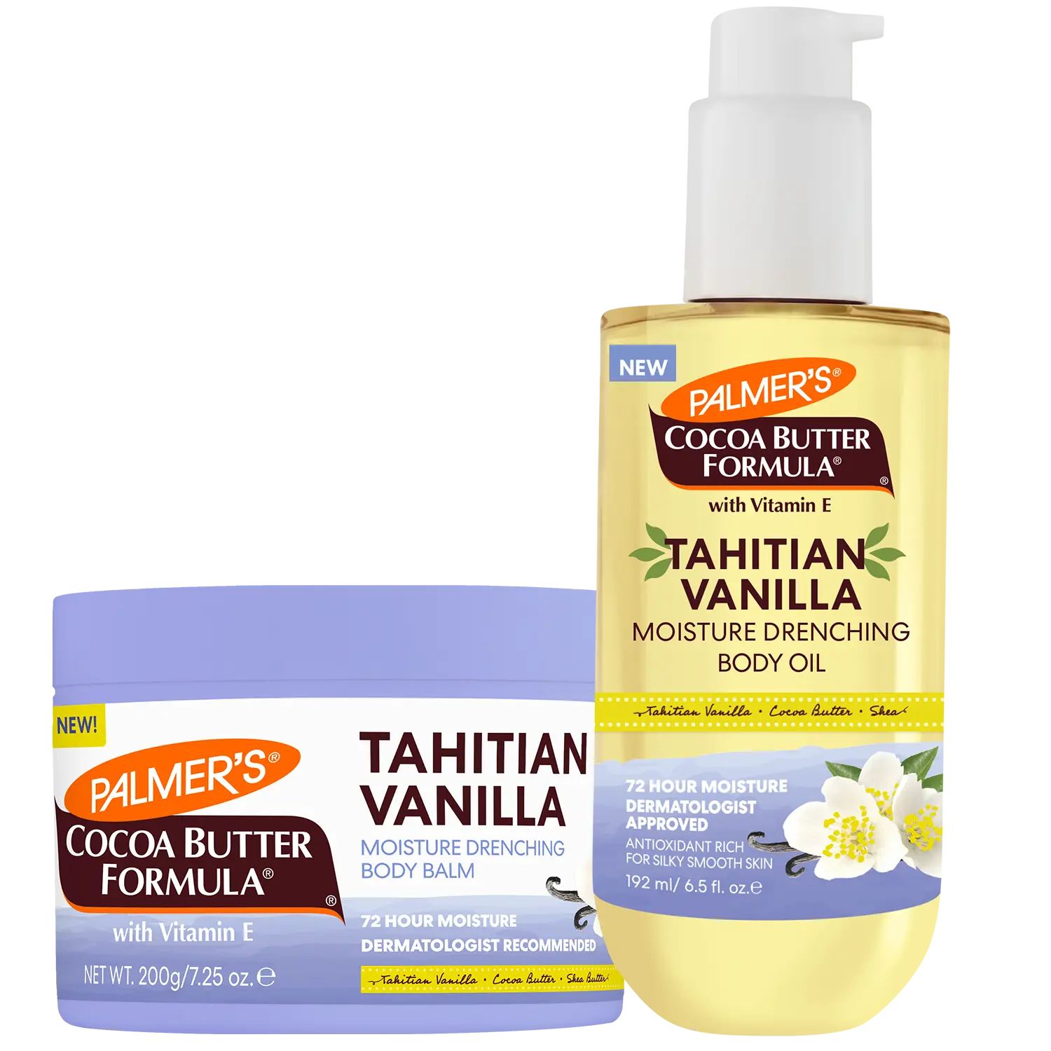 Palmer's Cocoa Butter Formula Tahitian Vanilla Moisture Drenching Body Balm and Body Oil Bundle