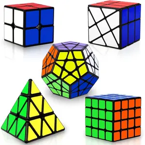 Speed Cube Set, Puzzle Cube, Magic Cube 2x2 4x4 Pyraminx Pyramid Megaminx Fenghuolun Puzzle Cube Toy Gift for Children Adults, Pack of 5 3x3  rubikscube