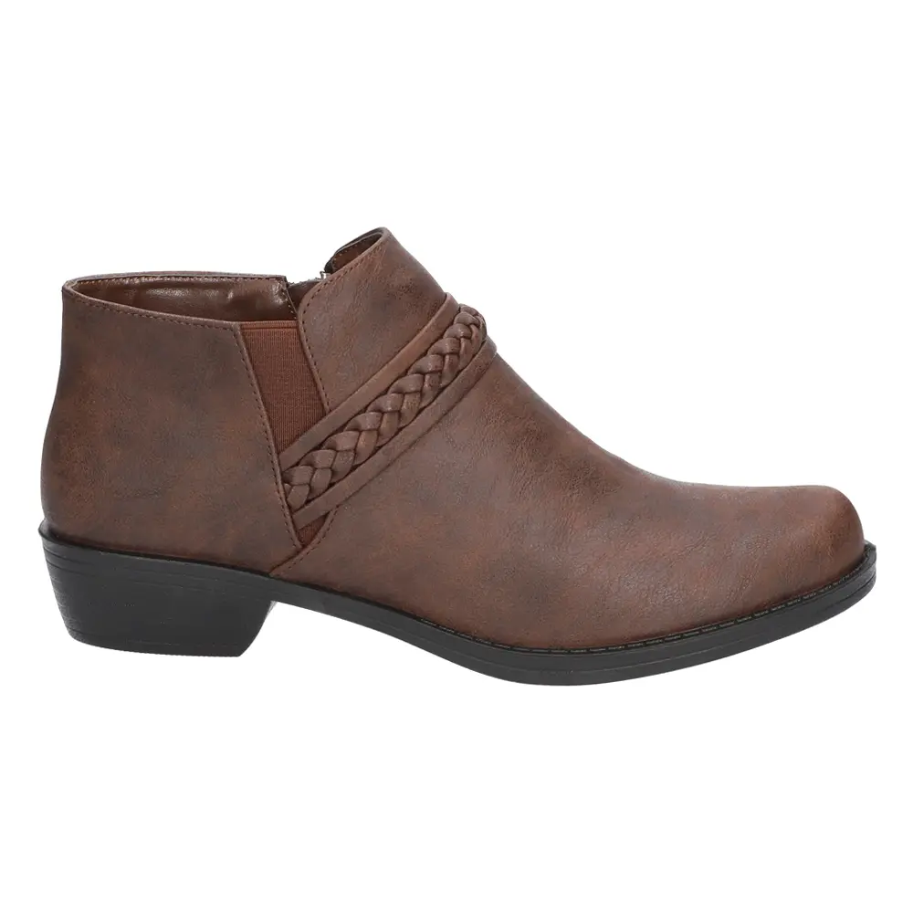 Easy Street Womens Jalia Round Toe Zippered Casual Boots Ankle Low Heel 1-2" - Brown
