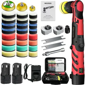 Cordless Mini Polisher,1/1.5/2Inch,DA&RO with 11 Variable Speed 2500-6000 RPM,2 * 2.3Ah Rechargeable ,Red  Detailing  Polisher