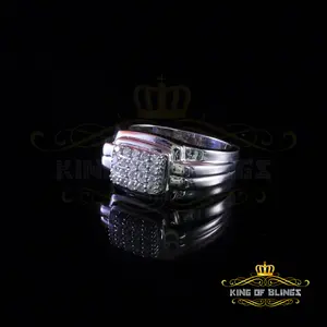 King Of Bling's925 Sterling Silver 1.00ct White Square Cubic Zirconia Men's Ring Big Size 10