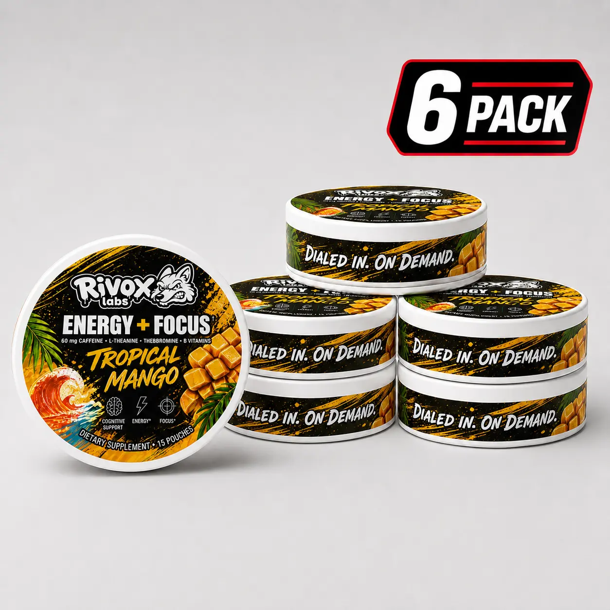 Rivox Focus Pouches – Tropical Mango 6-Pack