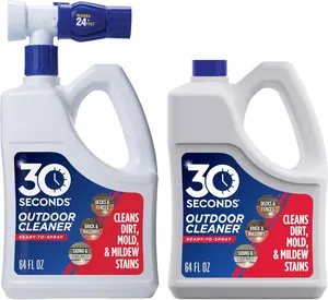 30 SECONDS Outdoor Cleaner 2 Pack with Hose End Sprayer - Cleans Stains from Algae, Mold and Mildew on Vinyl Siding, Deck, Patio, Brick and More