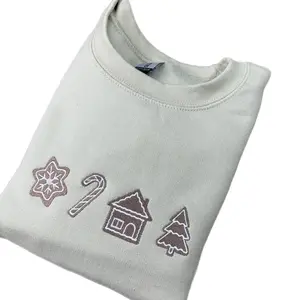 Gildan Gingerbread Embroidered Crewneck - Professional Quality - Cotton, Comfort