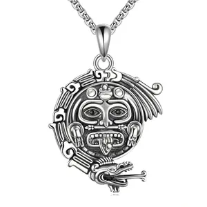 Aztec Necklace 925 Sterling Silver Mayan Dragon Pendant Jewelry for Men Women TikTokShopBlackFriday