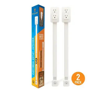 2 Pack EZ Outlet Electrical Outlet Extender with USB-A USB-C & 2 AC Outlets Extendable 22-34" Rotatable 180° for Couches Desks Nightstands