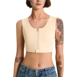 Chest Binder Transgender Tomboy FTM Binder Trans with Front Zipper Elastic LGBT Binder Bra Tank Top