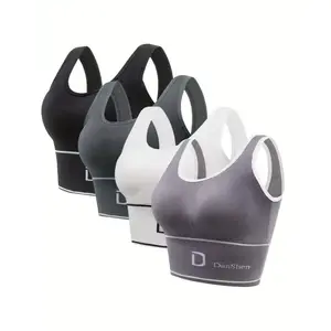 4 Pcs Stretch Exercise Fitness No Steel Ring Bra, Running Casual Gym Yoga Full Coverage BraRAIMENTRY