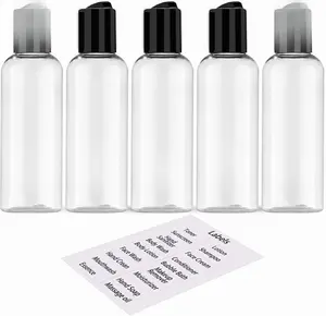 5 Pack 3.4 oz Travel Bottles for Toiletries TSA Approved Leakproof Plastic Empty Travel Size Bottles Containers with Labels