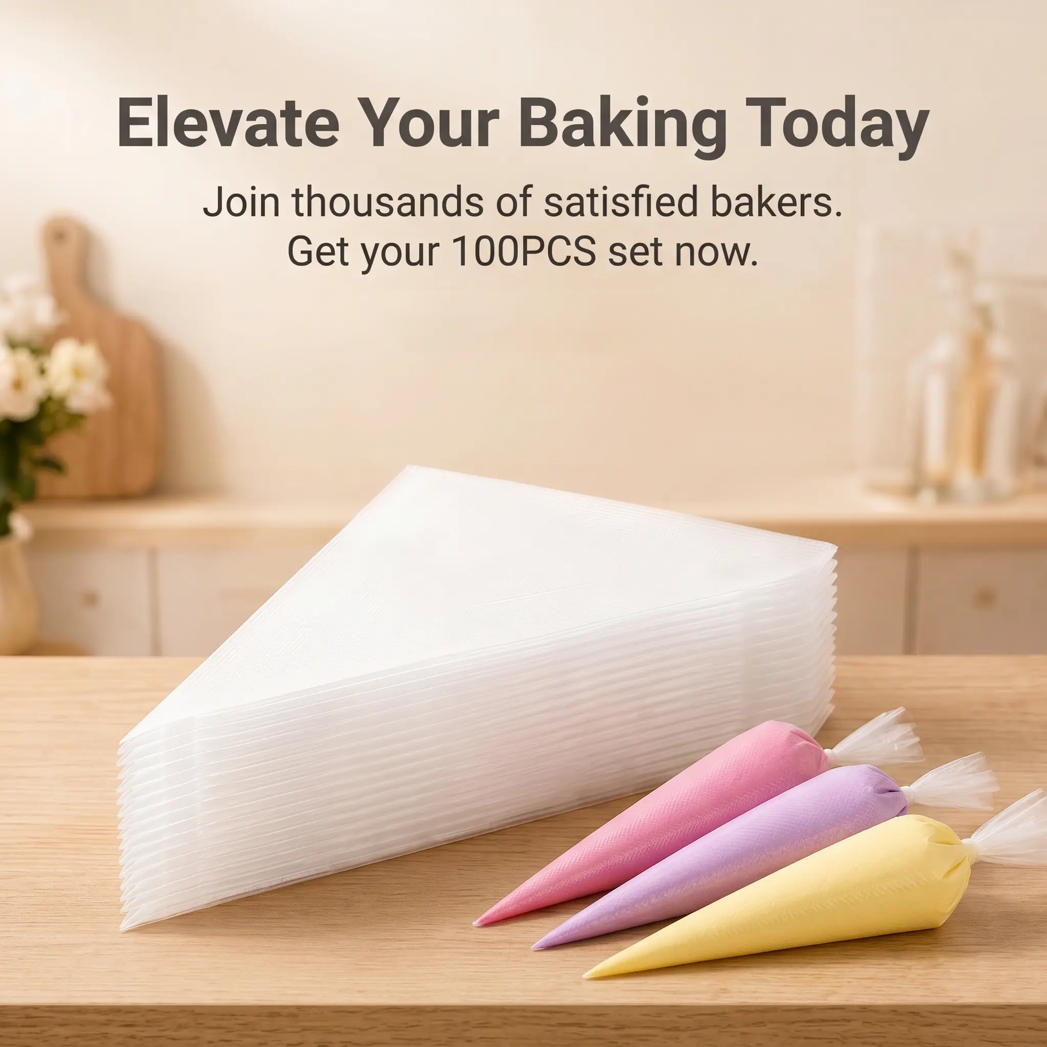 100PCS Disposable Piping Bags, Anti-Burst Pastry Bags for Cake Frosting & Cookie Decorating, Food-Grade Icing Bags for Baking