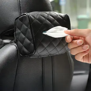 Car Seat Back Tissue Box, PU Leather Car Tissue Holder, Creative Car Tissue Box, Auto Interior Accessories