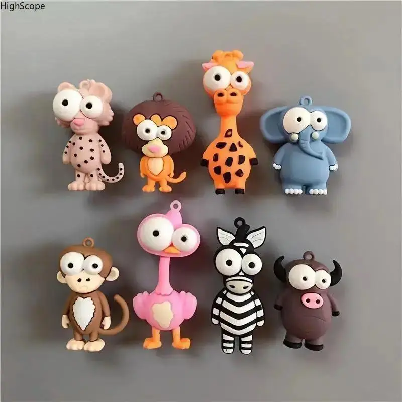 8-Count Cute Animal Magnetic Decor Set, Kawaii PVC Fashion Accessory Set, Decorative Fridge Magnets for Kitchen Whiteboard, Cute Magnets for Fridge Fun Aesthetic Gift, Refrigerator Decorating Magnets