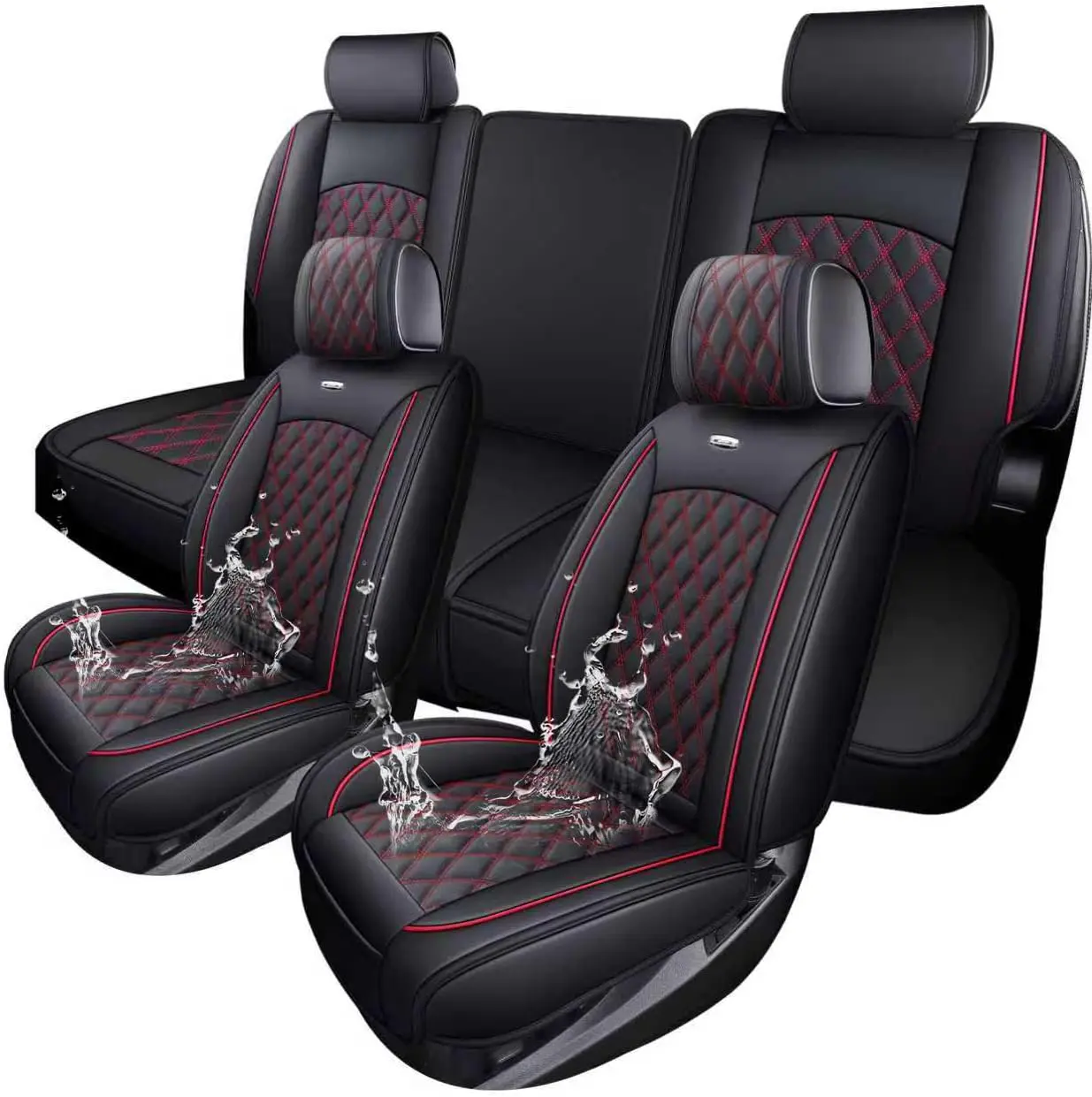 KOLZIIS Faux Leather Waterproof Seat Covers for Chevy Silverado, GMC Sierra Trail Boss Z71 Pickup Trucks, 2007-2026 1500, 2500HD, 3500HD Crew/Double/Extended Cab
