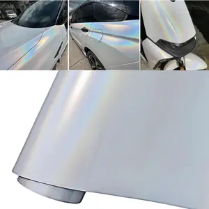 Chameleon Vinyl Wrap Matte Metallic  Film  to Blue Stretchable Air Release DIY  12"x60" (White)
