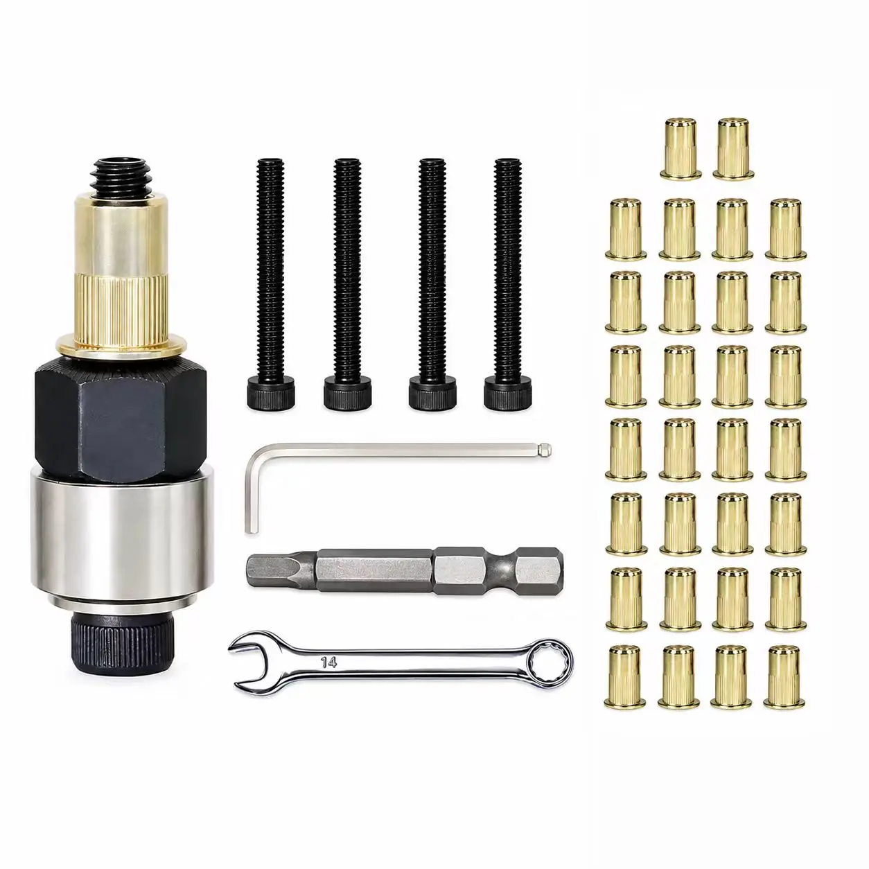 Flat Head Rivet Nuts, Knurled Zinc-Plated Threaded Inserts for Thin Sheet Metal, Embedded Blind Rivet Nut Fasteners for DIY, Auto, Furniture & Metal Repair