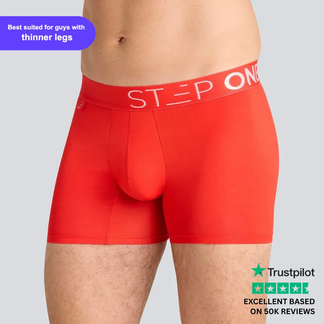 Men's Step 1 Rosso Trunk - Menswear, Mensfashion, Viscose Bamboo Elastane Fabric, Anti-Chafe, Lightweight Breathable, UltraGlyde Panels, Hidden Elastic Pouch, Soft Premium Underwear, 2XS to 2XL (2XL Available), Athletic Daily Wear
