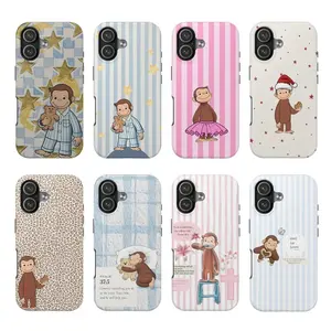 8 Vers Curious George Stripe Tough Phone Case, Cutest Design Case Cover,phone Case Suitable for Iphone 11/12/13/14/15/16/17 Pro Promax Plus Air