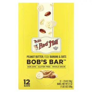 Bob's Red Mill Bob's Bar™, Peanut Butter, Banana & Oats, 12 Bars, 1.76 oz (50 g) Each