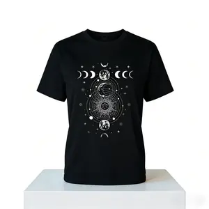 Cotton Celestial Moon Phase Sun Crystals Stars Vintage Astrology T-Shirt