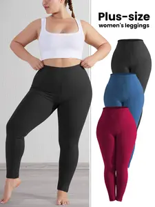 3-Pack Plus Size High-Waisted Leggings, Stretchy Comfortable Women's Activewear, Yoga Fitness Daily Wear, Versatile Indoor Outdoor Use