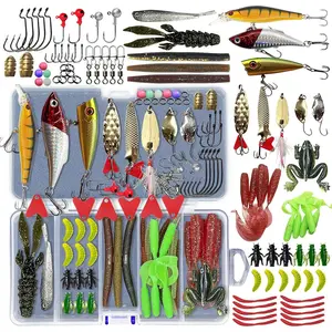 Fishing Lures Kit Set, Baits Tackle Including Crankbaits, Topwater Lures, Spinnerbaits, Worms, Jigs, Hooks, Tackle Box and More Fishing Gear Lures for Bass Trout