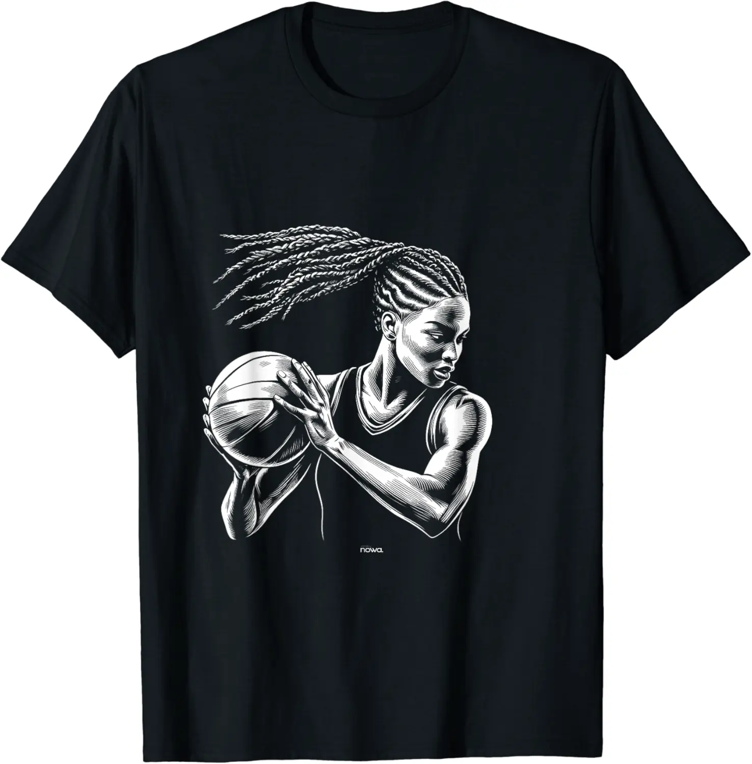 BASKETBALL QUEEN WITH FLYING BRAIDS ELEGANT MOTION T-Shirt - Sabrinasmitl Shop YGHB0D193QJ67