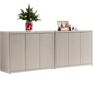 SICOTAS Buffet Cabinet with Storage Accent Sideboard with 3 Doors Modern 46.6" Wide Credenza Fluted Buffet Table Media Console Cabinet Entryway Cabinets for Living Room Kitchen Dining Room Hallway, Sturdy and Durable