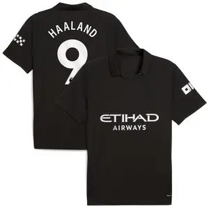 Haaland 9 Black Color MC Style ss2526 Away Soccer Jersey, Haaland Short Sleeve Player Version Football Shirt
