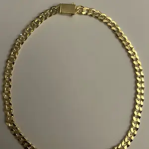 18k yellow Gold Filled Flat Cuban Link Chain 20”with Rhinestone Clasp Elegant Jewelry Accessory