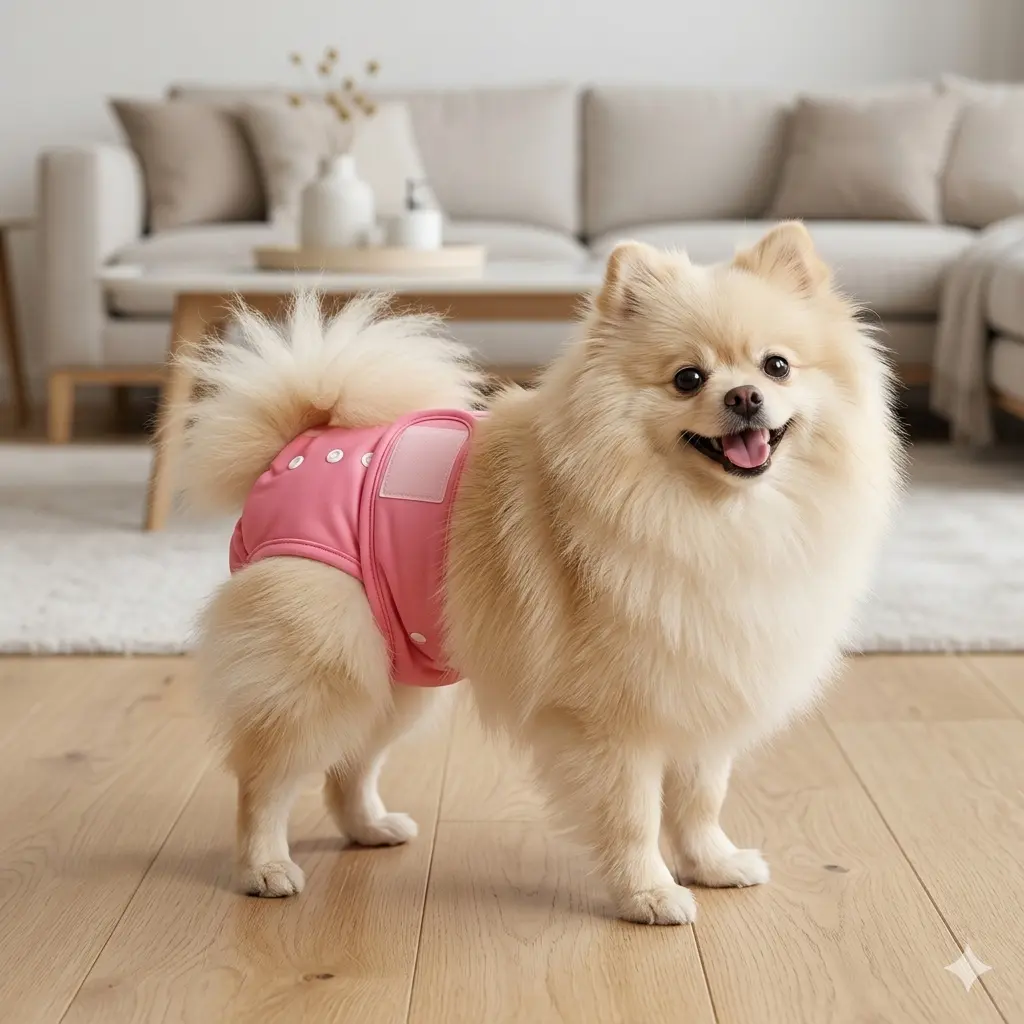 Reusable Solid Pink Female Dog Diapers with Reusable Pee Pads - Absorbent, Leakproof, Soft Mesh, Velcro Closure, Multi-Size (XS-L) for Heat, Incontinence
