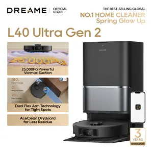 DDREAME L40 Ultra Gen 2 Robot Vacuum and Mop with 25,000Pa Suction, Extendable Side Brush and Mop, All-in-One Self-Emptying & Cleaning Dock, Voice & App Control, Black