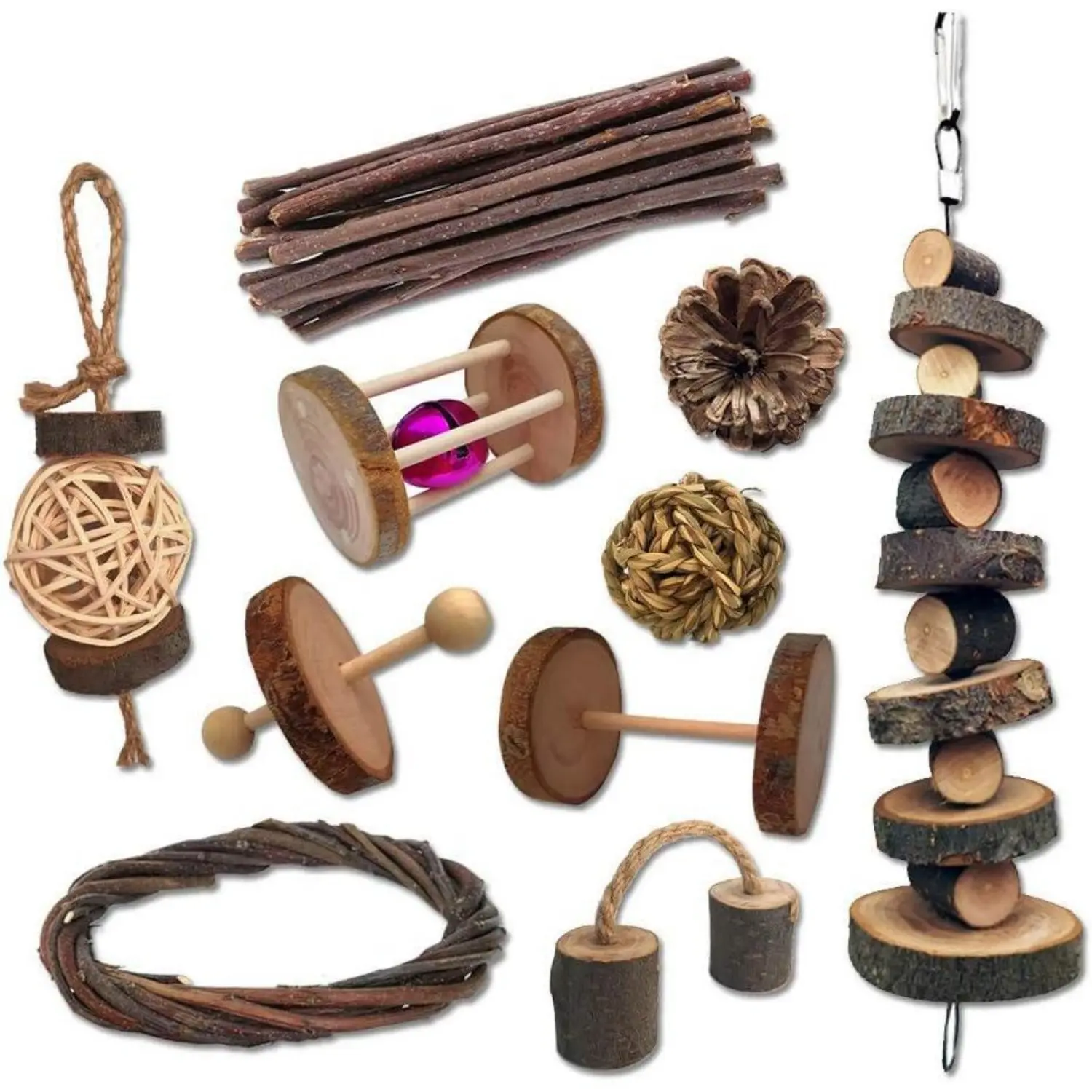 10 Pack Small Animal Combo Wood Activity Toys, Hamsters Chew Toys, Rat Chinchilla Snacks Toys for Pets Accessories - Home Improvement.