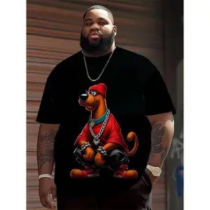 Summer t Shirts Men's Plus Size Hip-Hop Cartoon Animal Graphic T-Shirt - Oversized Streetwear Tee with Urban Fashion Design
