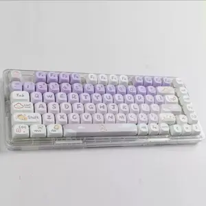 142-Key Purple Rabbit Theme Pbt Keycap Set, Dye Sublimation Process, Moa Profile, Compatible with Mx Axes, for 61/64/68/87/96/104/108 Keyboards