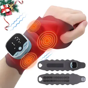 Electric Heated Wrist Massager, Wireless Hand Massage Wrist Straps, 5 Modes, 3 Heat Levels, 9 Adjustable Strength, Voice Prompt, Hand Care Relaxation Gift