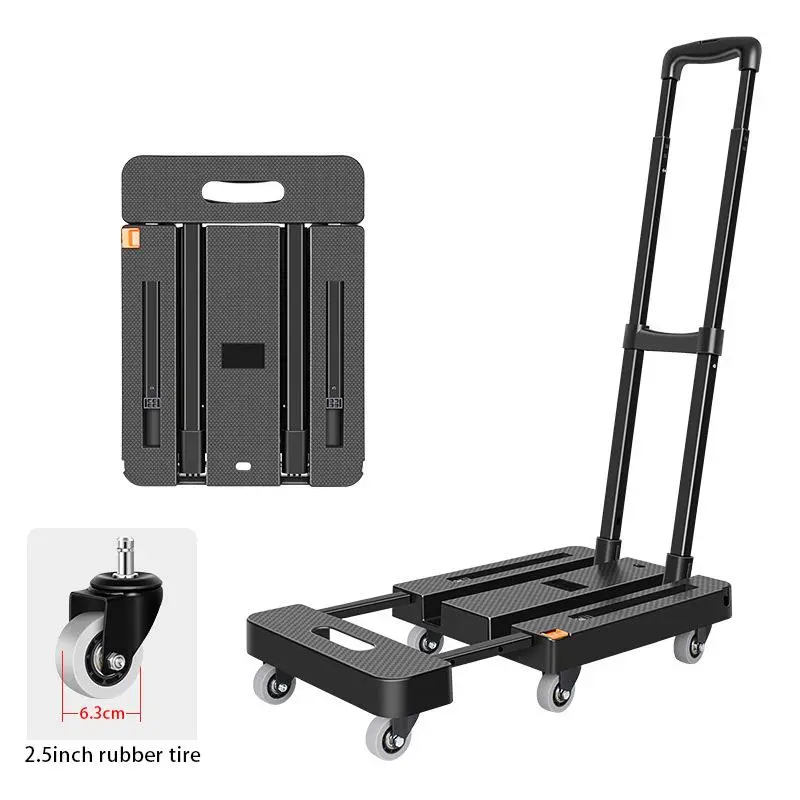 Foldable Hand Truck, 1 Count 500lbs Luggage Trolley with 6 Wheels, Practical Durable Cart for Outdoor Camping, Sports, Travel Supplies Moving, Folding Trolley