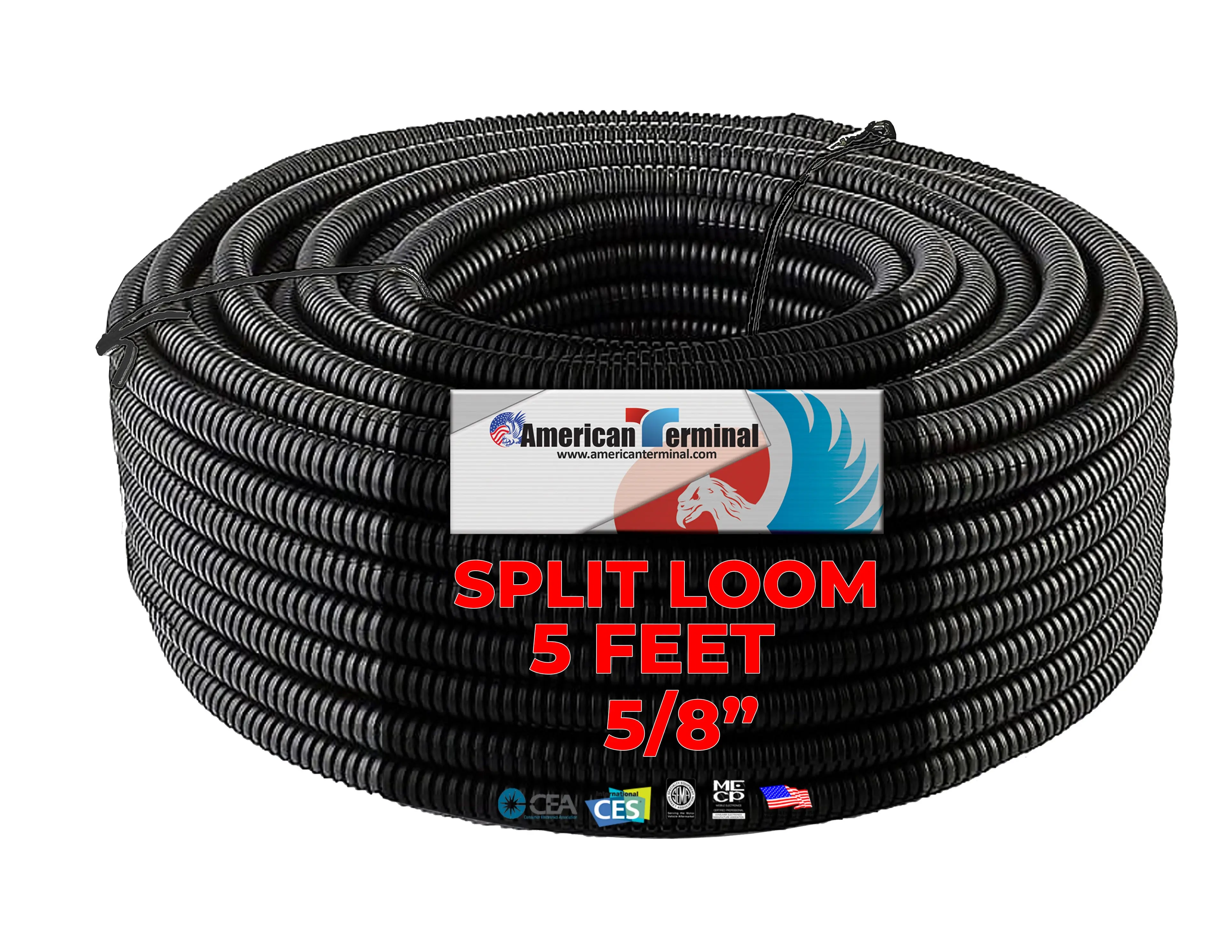 5 Ft 5/8" Split Wire Loom Conduit Polyethylene Tubing Black Color Sleeve Tube